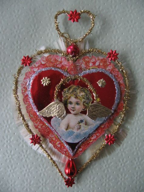 Francine Arnoux Images Victoriennes, Valentine Paper Crafts, Vintage Valentine Crafts, Vintage Valentines Decorations, Cupid Heart, Victorian Valentines, Valentines Inspiration, Valentine Tree, Sweet Hearts