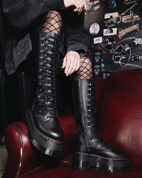 doc martens 1B69 hardware leather extra high boot Knee High Lace Up Platform Boots, 1b60 Dr Martens, Doc Martens Photography, Dr Martens High Boots Outfit, Doc Martens High Boots, Doc Martens Knee High Boots, Knee High Boots Lace Up, Dr Martens Knee High Boots, Calve Boots Outfit