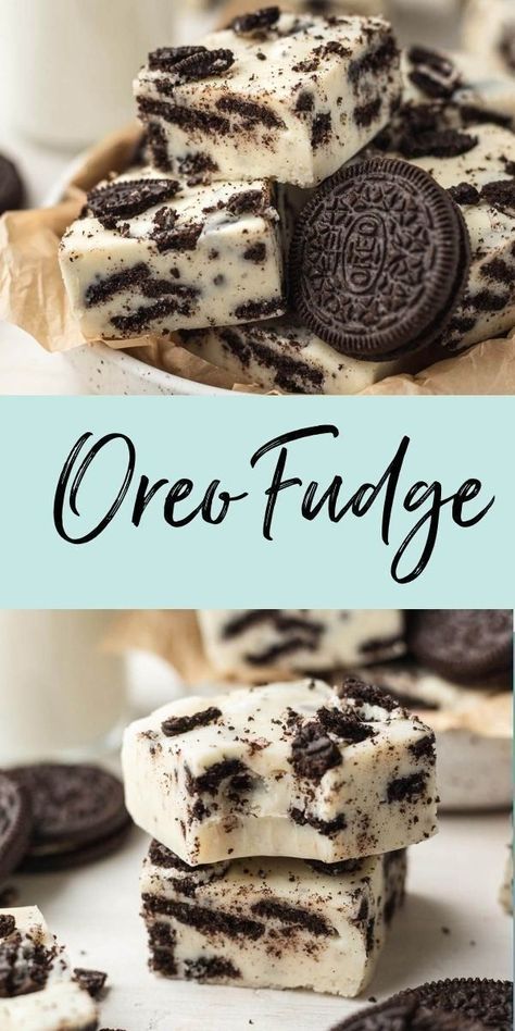 Oreo fudge from Live Well Bake Often is a simple no-bake dessert that's perfect for gifting! This recipe uses just five basic ingredients! It doesn’t get much simpler than this recipe. The fudge will need to be refrigerated for a few hours before it can be sliced, but otherwise it’s a quick and easy dessert. Oreo Dessert Easy, Cookies And Cream Fudge, Oreo Desserts, Cream Fudge, Homemade Fudge Recipes, White Chocolate Fudge, Oreo Fudge, Fudge Recipes Easy, Oreo Recipes