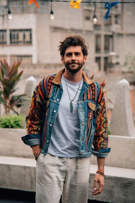 Mexican Clothes For Men, Funk Outfit Men, Funky Men Outfits, Funky Style Outfits Men, Mens Funky Fashion, Boho Mens Outfits, Eclectic Mens Fashion, Mexican Fashion Men, Hippie Fashion Men