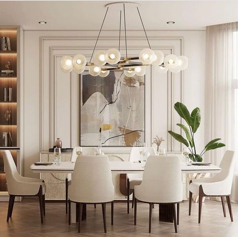 30 Gorgeous Dining Room Lighting Over Table Ideas - Addicted To Organization Modern Contemporary Dining Room, Modern Contemporary Dining, Dining Room Design Modern, Textil Design, Luxury Dining Room, Elegant Dining Room, Contemporary Dining Room, Lighting Wall, Design Apartment