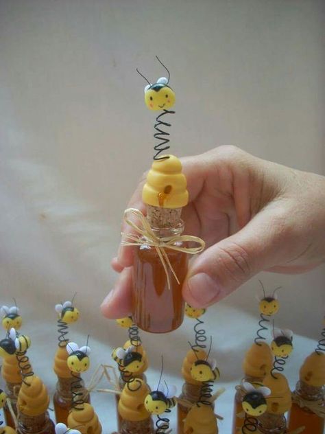 Winnie the Pooh Baby Shower Ideas - DIY Cuteness Bee Favors, Honey Party, Baby Shower Souvenirs, Bee Birthday Party, Honey Packaging, Bee Baby Shower Theme, Bumble Bee Baby Shower, Trendy Baby Shower Ideas, Bee Party