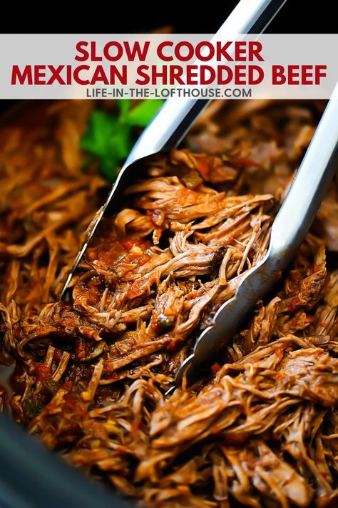 Slow Cooker Mexican Shredded Beef is a beautifully simmered dinner that is filled to the brim with flavor. This tender and juicy meat is perfect for tacos, burritos, salads and more! Shredded Beef Tacos Crockpot, Rump Roast Crock Pot Recipes, Slow Cooker Mexican Shredded Beef, Slow Cooker Mexican Beef, Crockpot Rump Roast, Slow Cooker Beef Tacos, Crockpot Shredded Beef, Beef Rump Roast, Beef Roast Crock Pot