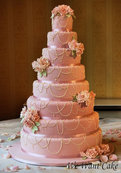 Wedding Cake Layers, Inside Cake, Cake With Flowers, Lots Of Layers, Cake Layers, Pink Wedding Cake, Amazing Wedding Cakes, Elegant Wedding Cakes, Cake Gallery