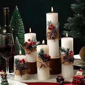 Conelist 5 Pcs Christmas Pillar Candle 5 Size Holiday Soy Candle Decor White Pillar Scented Candles Handmade Wax Candle Gift for Bedroom Bathroom Indoor Outdoor Home Party Dinner Decoration Scented Pillar Candles, Candles Handmade, Dinner Decoration, Party Dinner, Outdoor Home, Home Party, Pillar Candle, Wax Candle, Handmade Candles