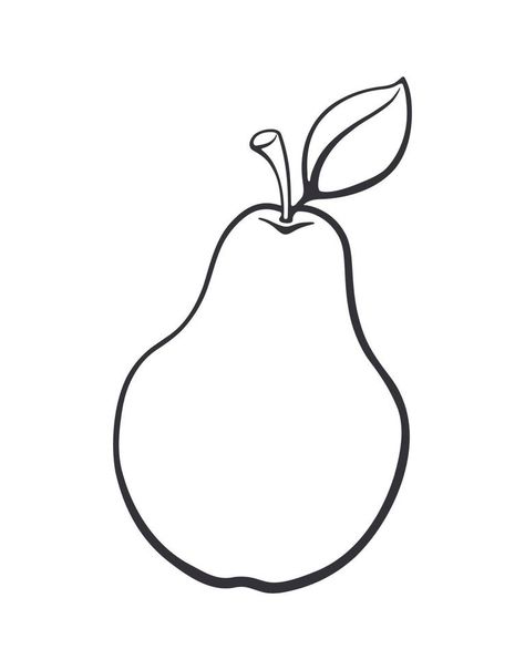 Outline doodle of pear with stem Pear Template Free Printable, Pear Drawing Simple, Pear Coloring Page, Pear Doodle, Pear Drawing, School Drawings, Short Stories For Kids, Pear Trees, Small Drawings