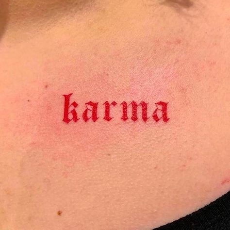 Title Tattoo, Lettering Tattoo Design, Lana Myers, Tattoo Text, Karma Tattoo, Red Dragon Tattoo, Tattoo Red, Fonts Lettering, Chicano Lettering