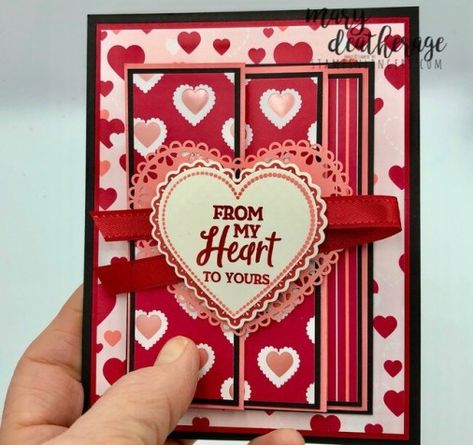 Felt Cards, Stampin Up Valentine Cards, Valentine Stuff, Valentines Day Cards Handmade, Cards Valentines, Fun Folds, Valentine Projects, Valentine Greeting Cards, Color Challenge