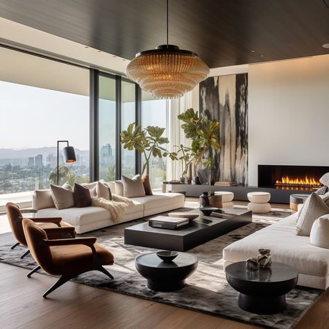 Family Room Modern Luxury, Modern Restoration Hardware, Modern Lux Living Room, Boho Contemporary Living Room, Luxury Apartment Aesthetic, Contemporary Modern Living Room, Penthouse Living Room, Dubai Interior Design, Modern Contemporary Interior Design