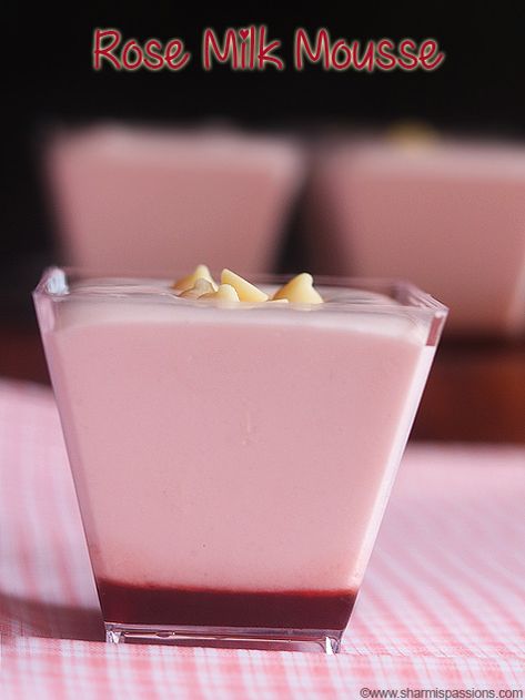 Essen, Fantasy Feast, Ramadan Treats, Rose Syrup Recipe, Mint Mousse, Milk Mousse, Rose Mousse, Mouse Recipes, Pakistani Desserts