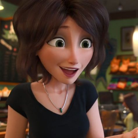 Pixar Aunt Haircut, Aunt Cass Big Hero 6, Cass Hamada, Aunt Cass, Women Characters, Christian Cartoons, Hiro Hamada, Sci Fi Comics, Big Face