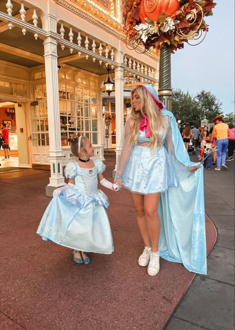 Halloween Disney Cinderella’s & Fairy Godmother Costume Cinderella Godmother Costume, Mom And Daughter Princess Costume, Cinderella And Godmother Costume, Homemade Cinderella Costumes, Fairy Godmother Outfit Ideas, Mom And Daughter Matching Costumes, Mama And Daughter Halloween Costumes, Fairygod Mother Costume, Fair Godmother Costume