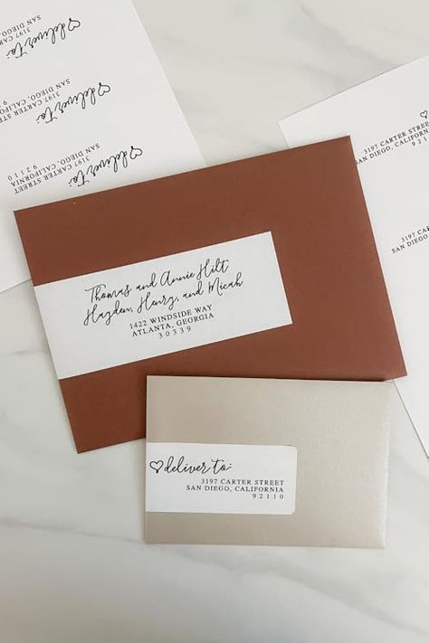 DIY Invitation Hack: Address Labels #wedding Diy Address Labels, Wedding Email Address Ideas, Wedding Invitation Envelopes Address, Address Labels Wedding, Addressing Wedding Invitations, Wedding Address Labels, Diy Invitation, Wedding Address, Labels Diy