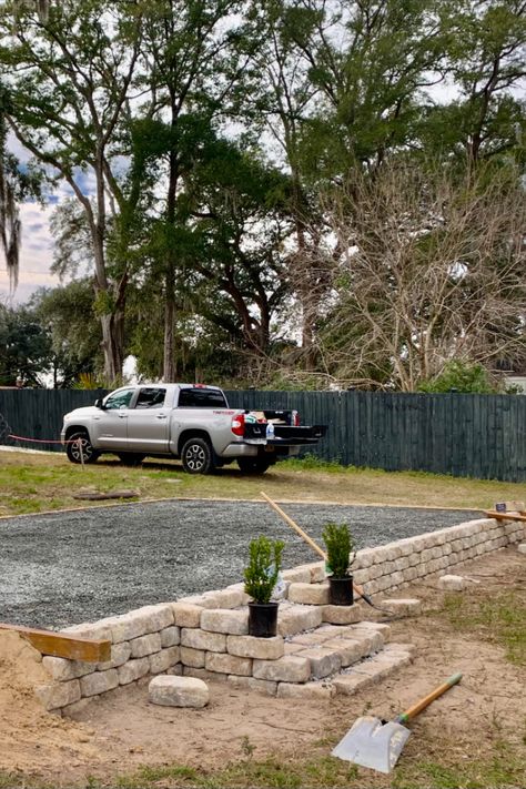 We built our own RV pad on our little chunk of paradise! See how we did it 👇🏻 Rv Pad Ideas, Rv Shelter, Landscaping Wall, Park Ideas, Airstream Trailer, Rv Travel Trailers, Concrete Pad, Diy Rv, Rv Living Full Time