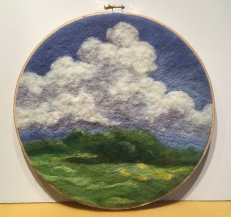 Needle Felting Flat, Flat Felting, Felted Painting, Contemporary Materials, Felting Diy, Summer Clouds, Needle Felting Diy, Felt Pictures, Needle Art