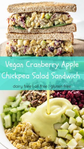 Plant Based Chickpea Salad, Simple Vegan Sandwiches, Chickpea Salad Recipes Sandwich, Vegan Croissant Sandwich, Spreadable Cheese Recipes, No Oil Vegan Recipes, Chickpea Sandwich Recipes, Clean Vegan Recipes, Simple Vegan Lunch