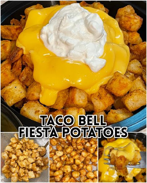 Copycat Cheesy Fiesta... - The Best Recipes and Crafts | Facebook Taco Bell Festa Potatoes, Taco Bell Fiesta Potatoes, Taco Bell Potatoes, Cheesy Fiesta Potatoes, Fiesta Potatoes, Taco Bell Recipes, Princess Pinky Girl, Nacho Cheese Sauce, Potato Tacos