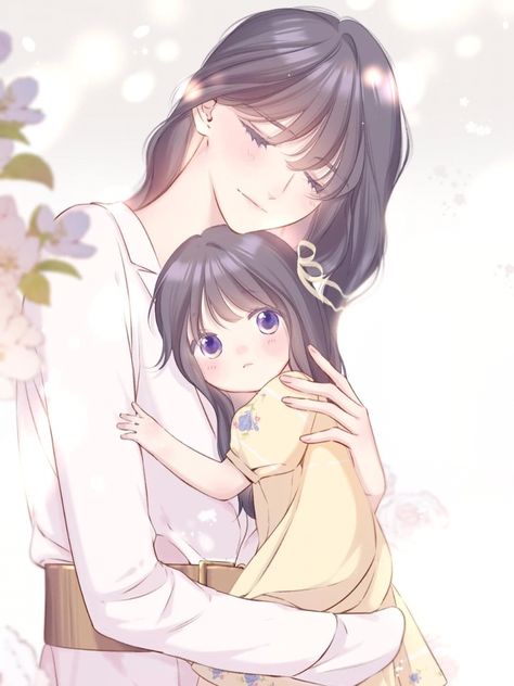 Mother And Child Drawing, Anime Couples Cuddling, Cover Wattpad, Anime Black Hair, Anime Friendship, Anime Family, Anime Child, Anime Dad