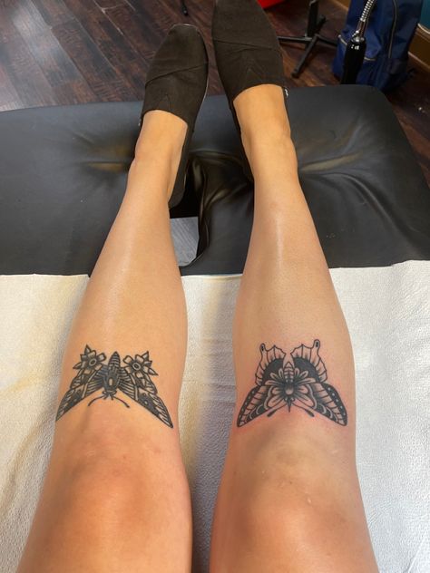 Inner Shin Tattoo, Double Shin Tattoo, Tattoo Under Knee Woman, Simple Shin Tattoo, Above The Knee Tattoo Ideas Women, Butterfly Tattoo Shin, Symmetrical Shin Tattoo, Shin Butterfly Tattoo, Women’s Shin Tattoo