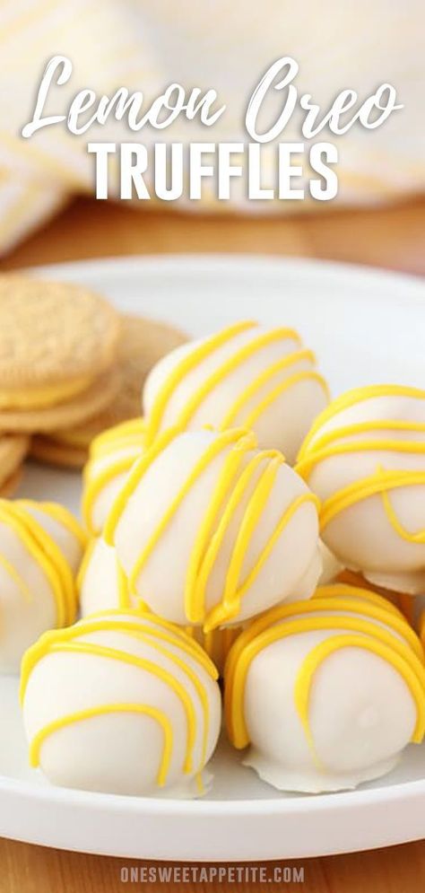 Lemon Oreo, Truffle Recipe Easy, No Bake Truffles, Lemon Truffles, Oreo Truffles Recipe, No Bake Lemon, Easy Truffles, Cupcake Cookie, Candy Truffles