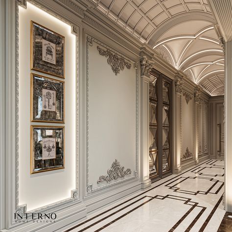 Classic Reception Interior Home, Classic Reception Interior, Luxury Classic Interior, Classic Hall, Luxurious Women, Marble Flooring Design, Tuscan Style Homes, Corridor Design, Graphic Design Architecture