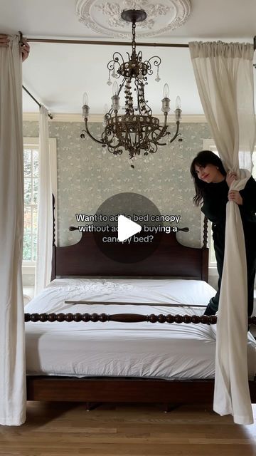 Canopy Bed Fabric, Canopy Curtains Bed, Canopy Bed Ideas Diy Curtain Rods, Canopy Bed Low Ceiling, Bed Canopy Ceiling, King Size Bed Canopy, Canopy Bed Frame With Curtains, Makeshift Canopy Bed, Elegant Canopy Bed