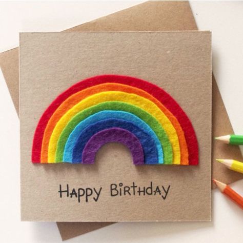 Kids Birthday Cards Handmade, Kids Cards Handmade, Rainbow Birthday Card, Happy Birthday Rainbow, Smile Kids, Rainbow Gifts, Rainbow Party Decorations, First Birthday Pictures, First Birthday Cards