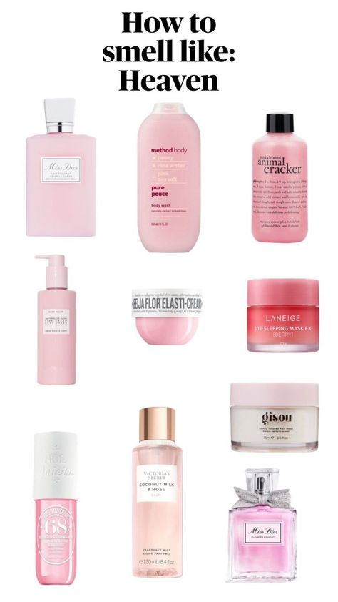 Pretty Beauty Products, How To Smell Like Rose Water, How To Smell Heavenly, Lotion That Smells Amazing, Pink Hair Care Products, How To Smell Like Heaven, How Do You Smell So Good, Pink Amazon Finds, Girly Items