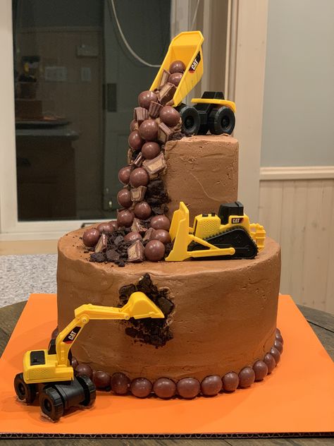 Kids Construction Cake, Digger Birthday Cake, Excavator Cake, Dump Truck Cakes, Digger Cake, Construction Birthday Cake, Truck Birthday Cakes, Construction Theme Birthday Party, Construction Cake