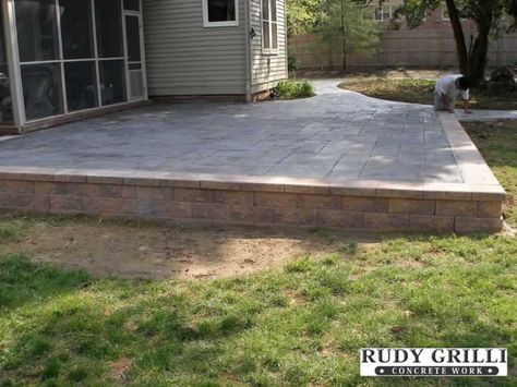 Raised Concrete Patio | Rudy Grilli Concrete Work - Stamped Decorative Concrete Raised Patios ... Raised Concrete Patio, Concrete Decks, Poolside Ideas, Poured Concrete Patio, Stone Patio Designs, Diy Concrete Patio, Concrete Patio Ideas, Back Patio Ideas, Backyard Covered Patios