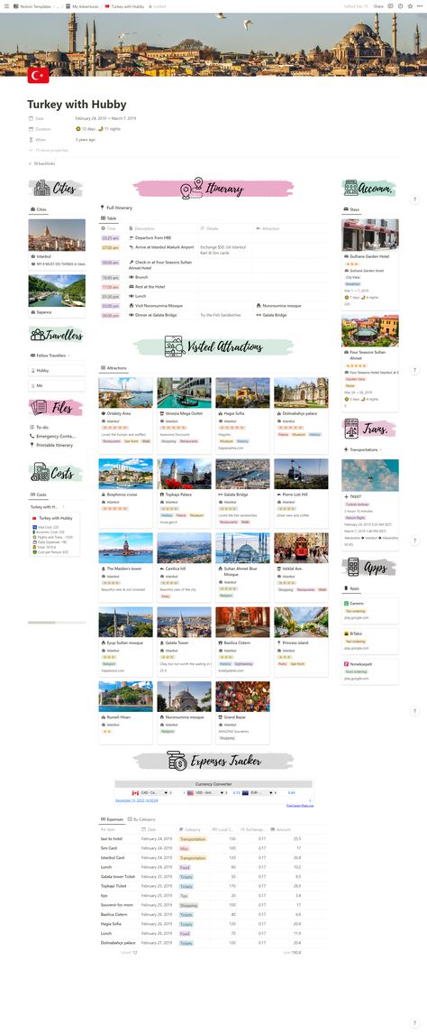 Creating An Ultimate Notion Travel Planner · Shorouk's Blog Aesthetic Itinerary, Notion List Ideas, Travel Planning Aesthetic, Trip Planning Aesthetic, Travel Planning Template, Travel Planner Journal, Notion Wishlist, Travel Blog Aesthetic, Travel Plan