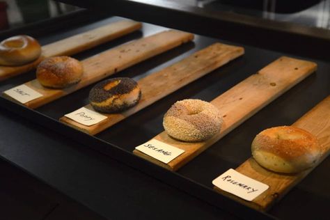 Bagel Display, Bagel Bakery, Bagel Cafe, Bagel Bar, Cafe Display, Outdoor Brunch, Neighborhood Association, Cafe Concept, Bakery Display