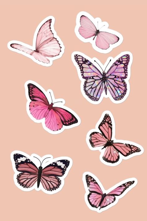 Hey guys! I run a small store on Redbubble called KyuubiArts. I sell affordable stickers. I would really love it if you could check it out sometime. Please support my small business. Aesthetic Pink Butterfly, Sampul Binder, Pink Butterfly Sticker, Phone Cover Stickers, Boarders Designs For Projects, Pink Scrapbook, Printable Sticker Sheets, Printable Vintage Art, Butterfly Stickers