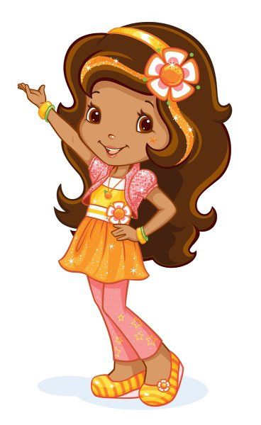 Cartoon Girl, A Cartoon, Orange Blossom, Strawberry Shortcake, Brown Hair, Blossom, Orange, Hair