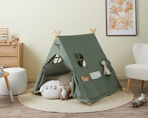 Minka House, Tent House For Kids, Playroom Essentials, Kids Cubbies, Window Opening, Easy Room Decor, Play With Friends, Cosy Interior, Bamboo Poles