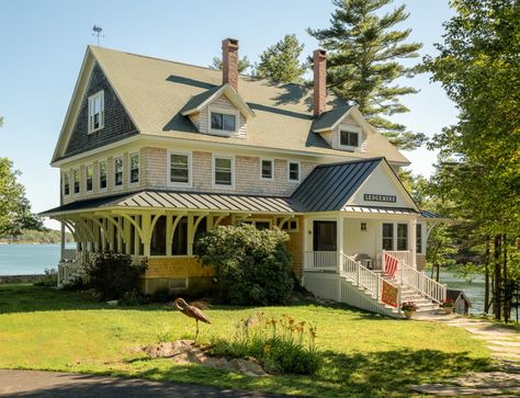 Ocean Overlook Cottage Remodel by Oceanside Builders Midcoast Maine Nature, Cottage Compound, Maine Ocean, Ocean Cottage, Midcoast Maine, Brindleton Bay, Cottage Remodel, Maine Winter, Wooded Landscape