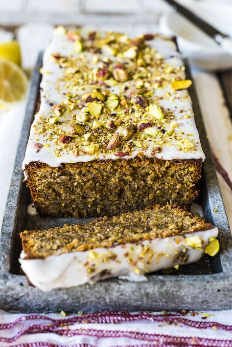 Pistachio Lemon Cake, Pistachio Milk Cake, Lemon Pistachio Cake, Pistachio Cardamom, Vegan Pistachio, Lemon Pistachio, British Cake, Pistachio Milk, Cardamom Cake