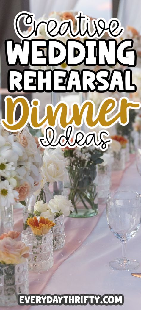 We know weddings can be a workout for your wallet but, hold onto your bouquets because we’ve got good news. In this article, we’ve put together the ultimate guide to nailing a rehearsal dinner that’s more thrills and fewer bills with these wedding rehearsal dinner ideas on a budget! Outdoor Wedding Rehearsal Dinner Ideas, Rehersal Dinner Centerpiece Ideas Fall, Rehearsal Dinner Floral Arrangements, Easy Rehearsal Dinner Decorations, Decorating For Rehearsal Dinner, Wedding Rehearsal Dinner Ideas Decor Table Decorations, Wedding Rehersal Decorating, Rehersal Dinner Ideas Table, Rehersal Dinner Centerpiece Ideas