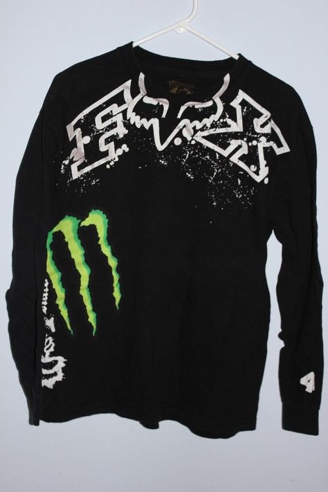 Fox racing monster energy motocross long sleeve shirt L # 4 Ricky Carmichael #FoxRacing #GraphicTee Motocross Apparel, Dc Clothing, Ricky Carmichael, Fast Driving, Fox Racing Logo, Fox Rider, Fox Racing Clothing, Fox Brand, Motocross Shirts