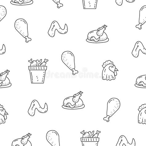 Illustration about Cute fried chicken vector seamless pattern in doodle style suitable for background. Illustration of meal, fresh, background - 177878530 Fresh Background, Chicken Tattoo, Chicken Vector, Fire Chicken, Chicken Drawing, Chicken Illustration, Chicken On A Stick, Restaurant Poster, Chalk Design