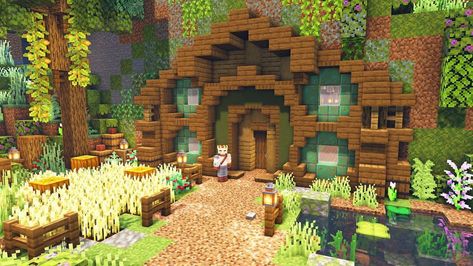 Minecraft Hobbit Hole, Minecraft Jungle House, Minecraft Cave House, Casa Do Hobbit, Casa Hobbit, Jungle House, Minecraft Farm, Minecraft Cottage, Easy Minecraft Houses