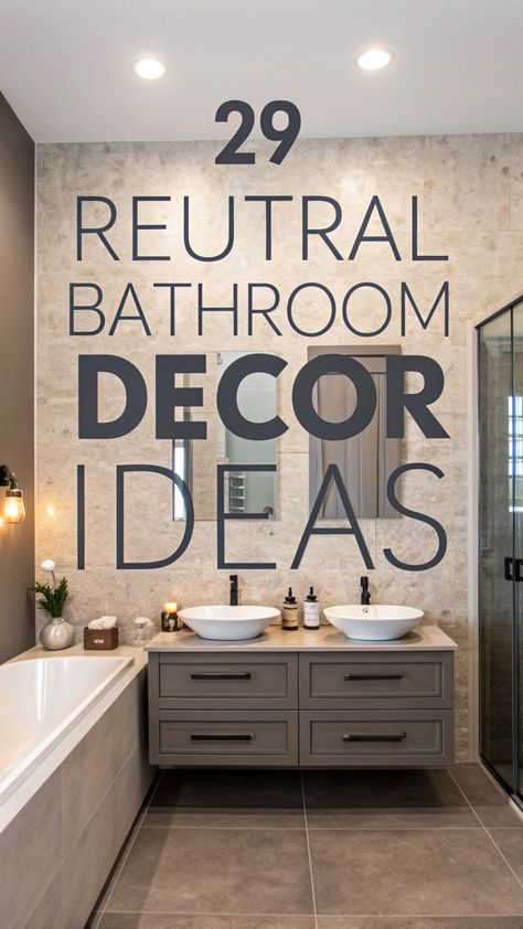 Neutral Bathroom Decor Neutral Bathroom Decor Ideas, Neutral Bathroom Decor, Neutral Bathroom, Bathroom Decor Ideas, Grey And Beige, Bathroom Design, Home Decor Ideas, Bathroom Decor, Click Here