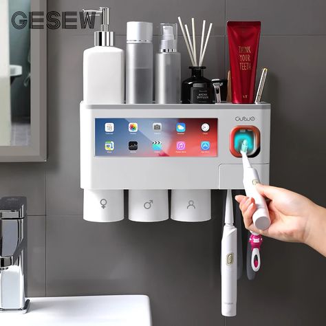 Toothpaste Squeezer, Bathroom Gadgets, Toothpaste Holder, Smart Home Design, Bathroom Accessories Sets, Toothpaste Dispenser, Drawer Design, Smart Home Technology, Bathroom Shelf