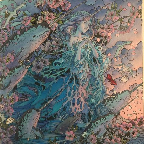 Hannah Joy on Instagram: “Next up Arctic mermaid inspiration from @elmcolors #josephcatimbang #mythographic #mythographiccoloringbook #mythigraphicaquatic…” Artic Mermaid, Arctic Mermaid, Misty Mermaid, Arctic Mermaid Aesthetic, Mythographic Aquatic, Mystical Mermaid Art, Trippy Mermaid Art, Mermaid Aesthetic, Prismacolor Pencils