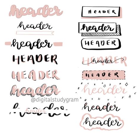 Notes headers Notes Headers, Bullet Journal Titles, Aesthetic Writing, Bullet Journal Font, Bullet Journal Banner, Journal Fonts, Bullet Journal Notes, Math Notes, Bullet Journal Mood