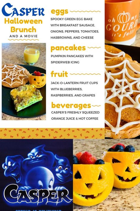 Casper Themed Dinner, Fall Movie Themed Dinner Ideas, Horror Movie Themed Dinner Ideas, Halloween Movie And Dinner Theme, Casper Food Ideas, Casper Dinner And A Movie, Halloween Themed Dinner And Movie, Casper Themed Food, Casper Themed Movie Night