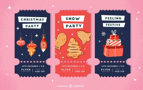 Christmas Party Ticket Design, Christmas Party Themed, Christmas Ticket, Ticket Drawing, Christmas Party Drinks, Drink Ticket, Ticket Style, Party Tickets, Christmas Invitation