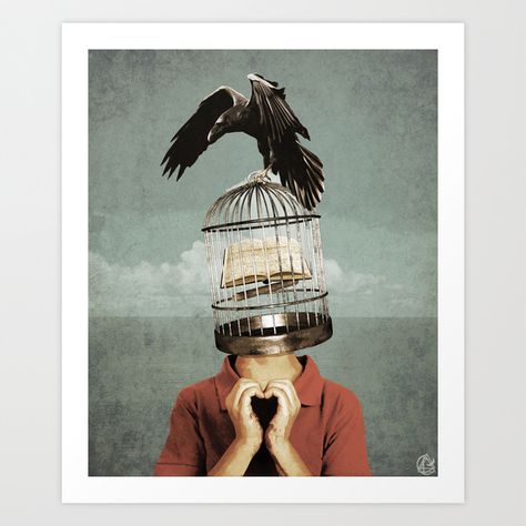 Conceptual Art, Statue, Wall Décor, The Caged Bird Sings, Surreal Art, Bird Cage, Statue Of Liberty, Art Print, Wall Decor