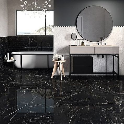 Beaver Tile and Stone (@beavertileandstone) • Instagram photos and videos Gorgeous Bathroom Tile, Vintage Tegel, Marble Subway Tiles, Restroom Design, Polished Porcelain Tiles, Marble Flooring, Marble Look Tile, Bathroom Design Luxury, Bathroom Floor Tiles