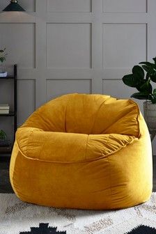 Yellow Theme Room, Bean Bag Decor, Chairs For Bedroom Cozy Corner, Bedroom Cozy Corner, Girls Reading Nook, Doors Living Room, Sofa Bookcase, Velvet Bean Bag, Bean Chair